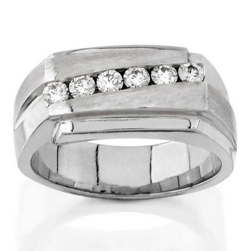 Sparkling 0.5 Carats Round Diamonds Men Ring White Gold 14K Ring