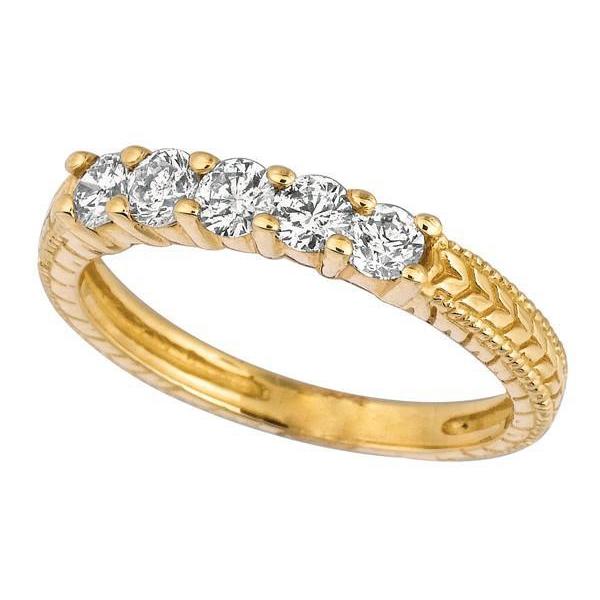 Sparkling 0.50 Carat Round Brilliant Diamond 5 Stones Eternity Ring Band Gold Yellow Half Eternity Band