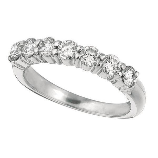 Sparkling 1 Carat Round Brilliant Diamond 7 Stones Eternity Ring Band Solid Gold 14K New Half Eternity Band