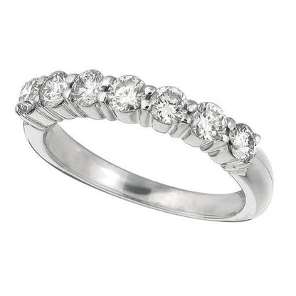 Sparkling 1 Carat Round Brilliant Diamond 7 Stones Eternity Ring Band Solid Gold 14K New Half Eternity Band