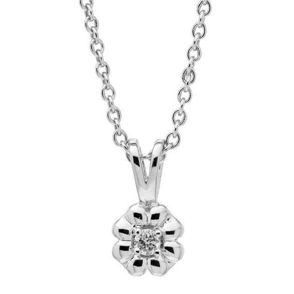 Sparkling 1 Carat Round Diamond Pendant Necklace White Gold 14K Pendant