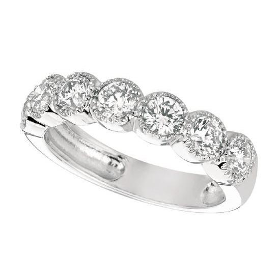 Sparkling 1.40 Carat Round Brilliant Diamond Half Eternity Ring Band White Gold 14K Half Eternity Band