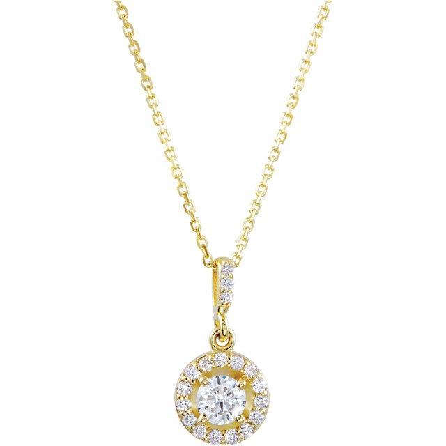 Sparkling 1.45 Carats Diamonds Pendant Necklace Yellow Gold 14K Pendant