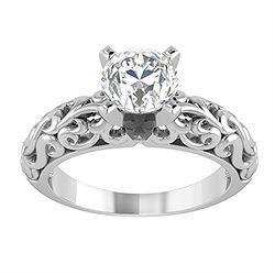 Antique Cut Sparkling Unique Solitaire White Gold Diamond Anniversary Ring 