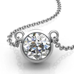 Round Diamond Pendant Necklace Women New 1.50 Carat White Gold 14K