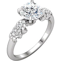 Real  Round Diamond Engagement Ring Filigree 1.66 Carats White Gold 14K