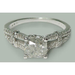 Real  Cushion & Round Diamond Engagement Ring 1.90 Carat Split Shank New