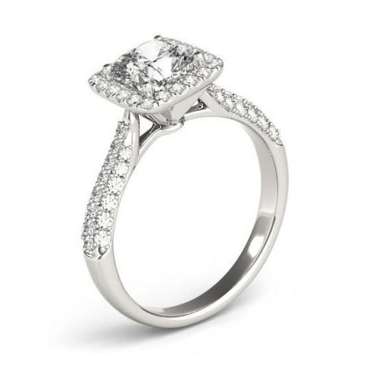 Sparkling 2 Carat Cushion Diamond Engagement Ring Solid Gold 14K Halo Ring