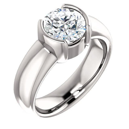 Woman's White Gold Weeding Anniversary Solitaire Diamond Ring 