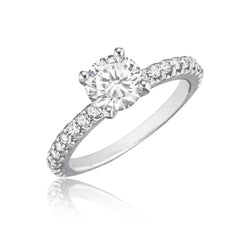 2.10 Carats Brilliant Cut Diamond Wedding Ring With Accents