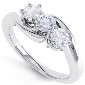 Sparkling 2.25 Carats Round Cut Diamonds Wedding Ring White Gold 14K Three Stone Three Stone Ring