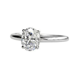 Sparkling 2 Carat Oval Cut Natural Earth Mined Diamond Solitaire Ring White Gold 14K