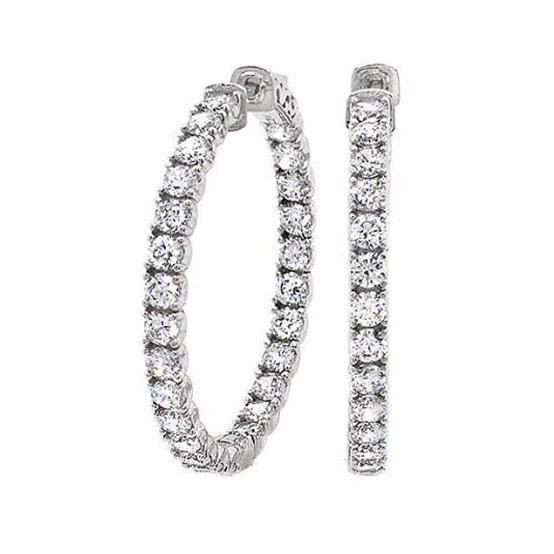 Sparkling 2.50 Carats  Diamonds Single Row Hoop Earrings Hoop Earrings
