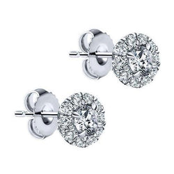 Sparkling 2.50 Ct Diamond Lady Studs Halo Earring White Gold