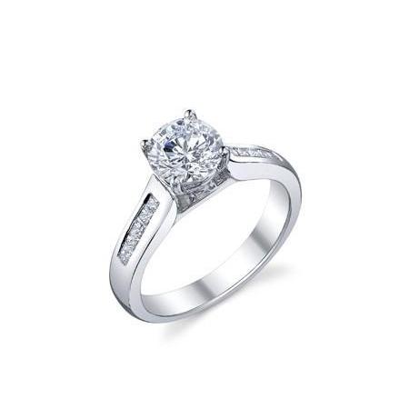 Sparkling Sparkling Unique Lady’s Solitaire Ring with Accents White Gold Diamond 