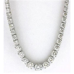 25 Carats Diamonds Necklace Tennis Graduated Riviera 16" 14K Gold