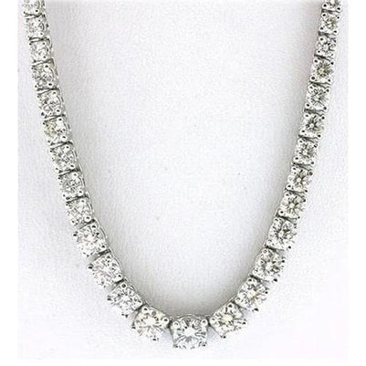 Sparkling 25.00 Carats Diamonds Necklace Tennis Graduated Riviera 16" 14K Gold Necklace