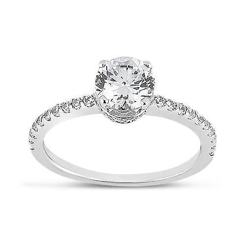 Sparkling New Style Solitaire Ring with Accents White Gold Diamond 