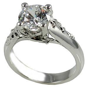 Sparkling 2.75 Carat Round Cut Diamond Antique Look Ring White Gold Engagement Ring