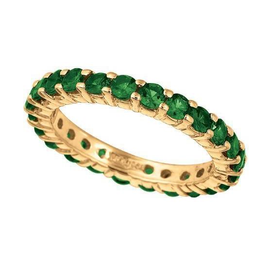 Sparkling 2.76 Carat Tsavorite Eternity Band Solid Gold 14K Jewelry Gemstone Ring