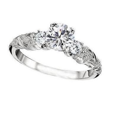 Sparkling 2.85 Ct 3 Stone Diamonds Antique Style Wedding Ring Gold Three Stone Ring