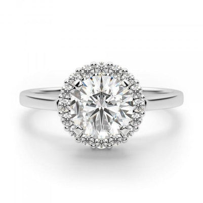 Sparkling 2.90 Carats Round Cut Diamonds Wedding Ring Halo 14K Gold White Halo Ring