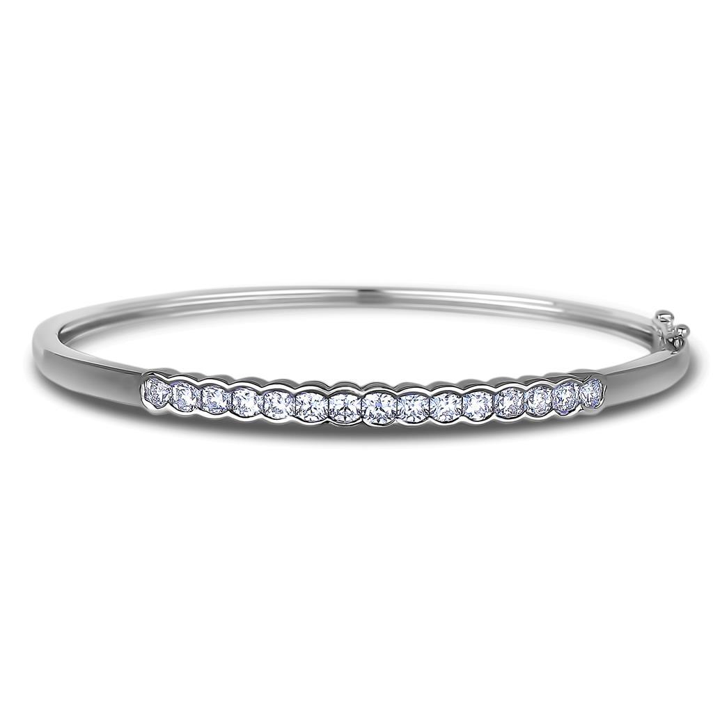 Sparkling 3 Ct Round Brilliant Cut Diamonds Ladies Bangle Bracelet White Gold 14K Bangle