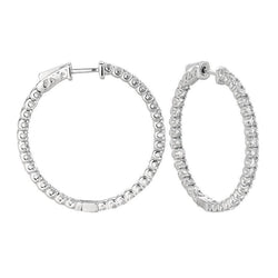Sparkling 3.25 Carat Round Brilliant Diamond Hoop Earrings WG 14K