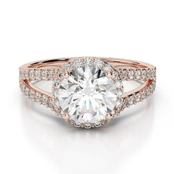 3.25 Carats Natural Earth Mined Diamond Halo Ring Rose Gold 14K