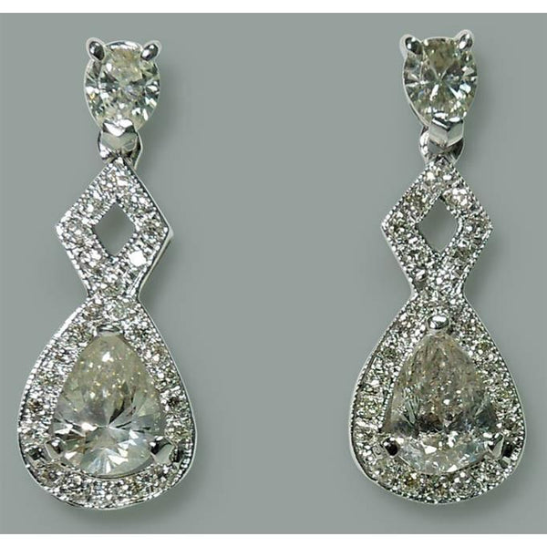 Sparkling 3.50 Carat Pear Diamond Dangle Drop Pair Earrings White Gold 14K New Dangle Earrings