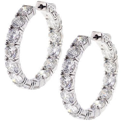 Sparkling 3.90 Carats Diamonds Lady Hoop Earrings Gold White 14K