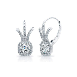 Sparkling 4.60 Carats Diamonds Women Dangle Earrings White Gold 14K