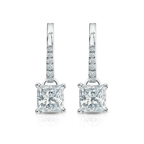 Sparkling 4.70 Carats Diamonds Women Dangle Earrings White Gold 14K Dangle Earrings