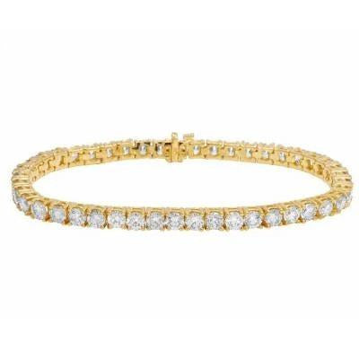 Sparkling 6.75 Ct Round Cut Diamonds Tennis Bracelet Yellow Gold Tennis Bracelet