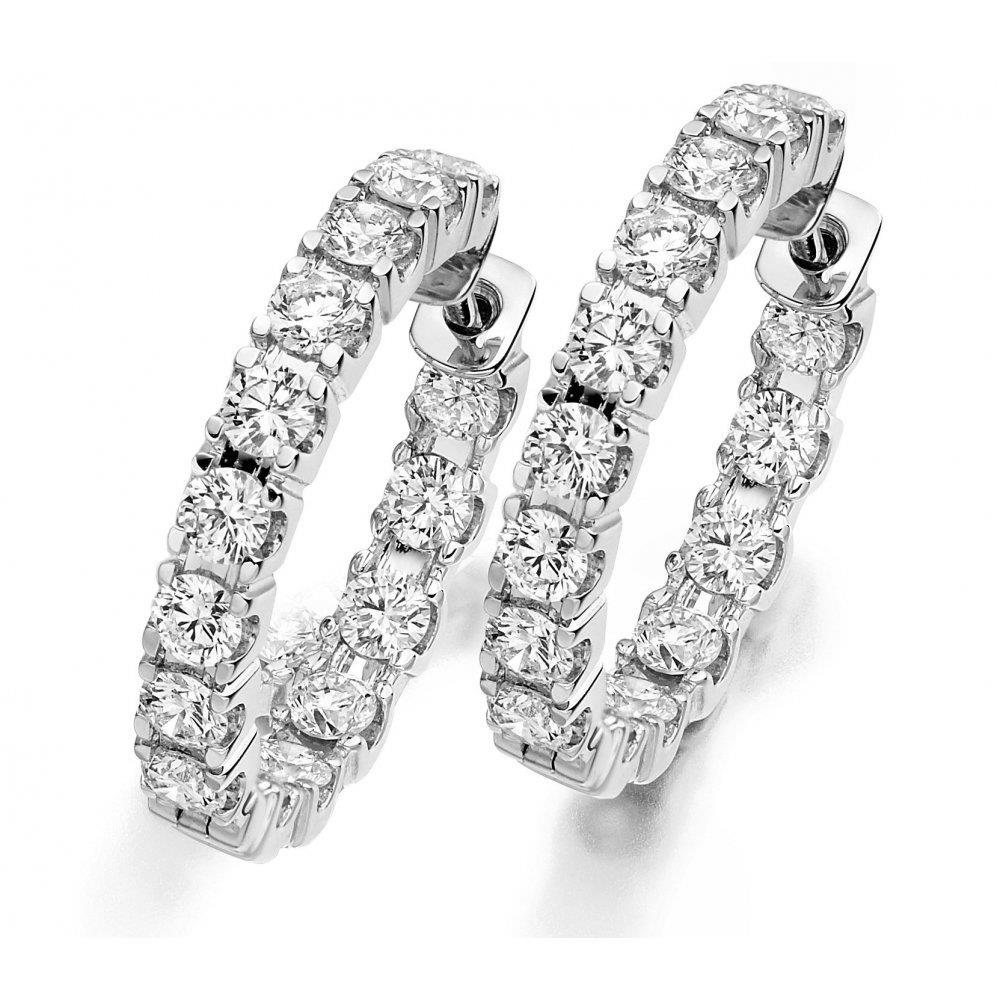 Sparkling Carats Diamonds Women Hoop Earrings Gold White 