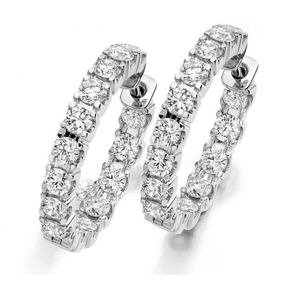 Sparkling Carats Diamonds Women Hoop Earrings Gold White 