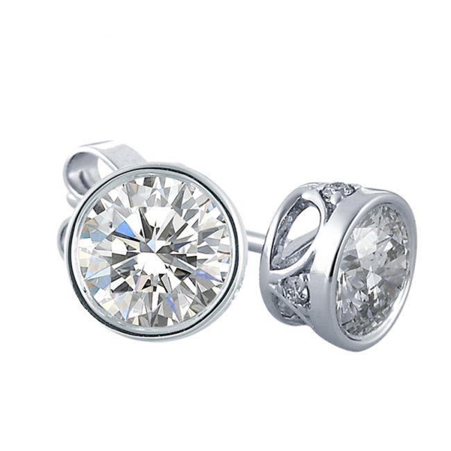 Sparkling  Round Brilliant Cut Diamonds Stud Earrings White Stud Earrings