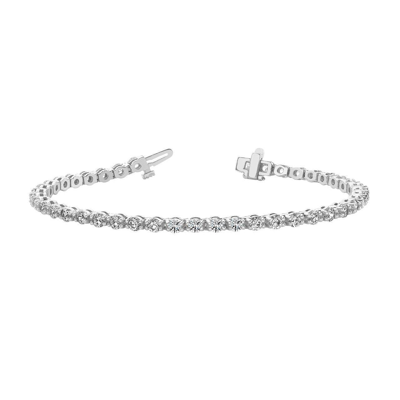 Sparkling 6.80 Carats Round Diamond Tennis Bracelet Solid White Gold Tennis Bracelet