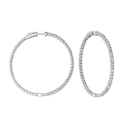 Sparkling 7.75 Carat Round Brilliant Natural Earth Mined Diamond Hoop Earring WG 14K