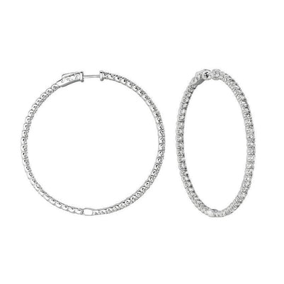 Sparkling 7.75 Carat Round Brilliant Diamond Hoop Earring White Gold 14K Hoop Earrings