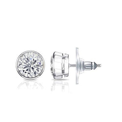 Sparkling Bezel Set 2.50 Ct Round Cut Natural Real Diamonds Studs Earrings