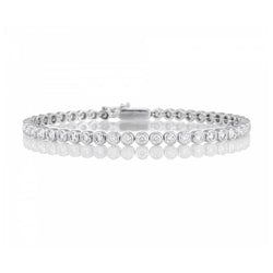 Sparkling Bezel Set Round Cut 4.50 Carats Lab Grown Diamonds Bracelet WG 10K