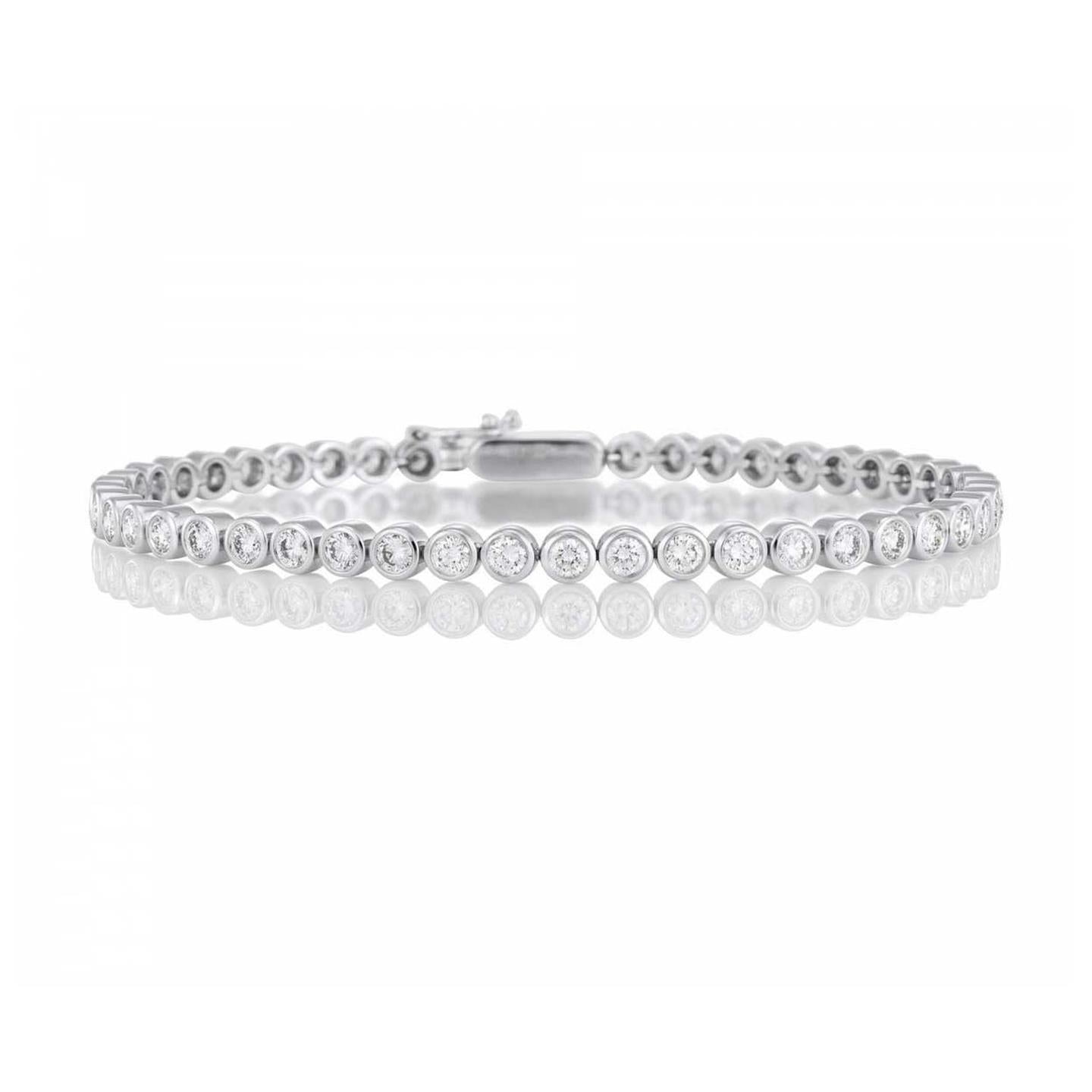 Sparkling Bezel Set Round Cut 4.50 Carats Diamonds Bracelet Wg 10K Tennis Bracelet