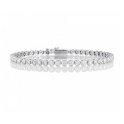 Real  Sparkling Bezel Set Round Cut 4.50 Carats Diamonds Bracelet WG 14K