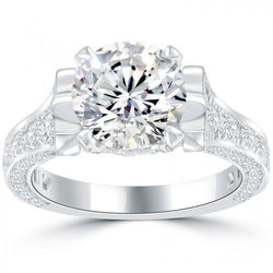 Real  Sparkling Brilliant Diamond Engagement Ring 4.65 Carats White Gold 14K