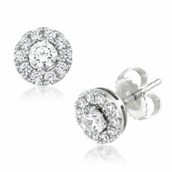 Sparkling Brilliant Cut 2.40 Ct Diamonds Ladies Studs Earrings Halo