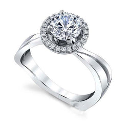 2.50 Ct Natural Earth Mined Diamond Engagement Ring Halo White Gold