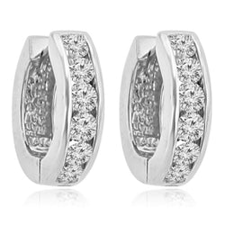 Sparkling Brilliant Cut 3.25 Ct Diamonds Lady Hoop Earrings White Gold