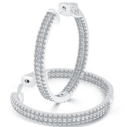 Sparkling Brilliant Cut 4.10 Ct Diamonds Lady Hoop Earrings WG 14K