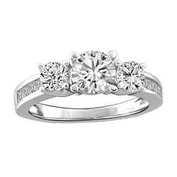 Round Cut Diamond 3 Stone 3.50 Carats Engagement Ring 14K White Gold